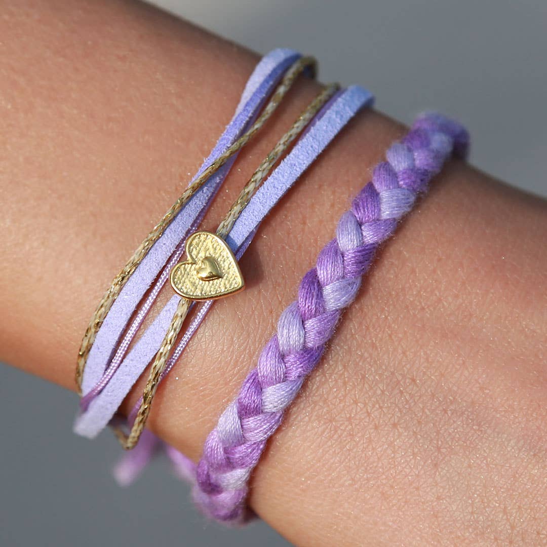 Bracelet en forme de cœur lilas