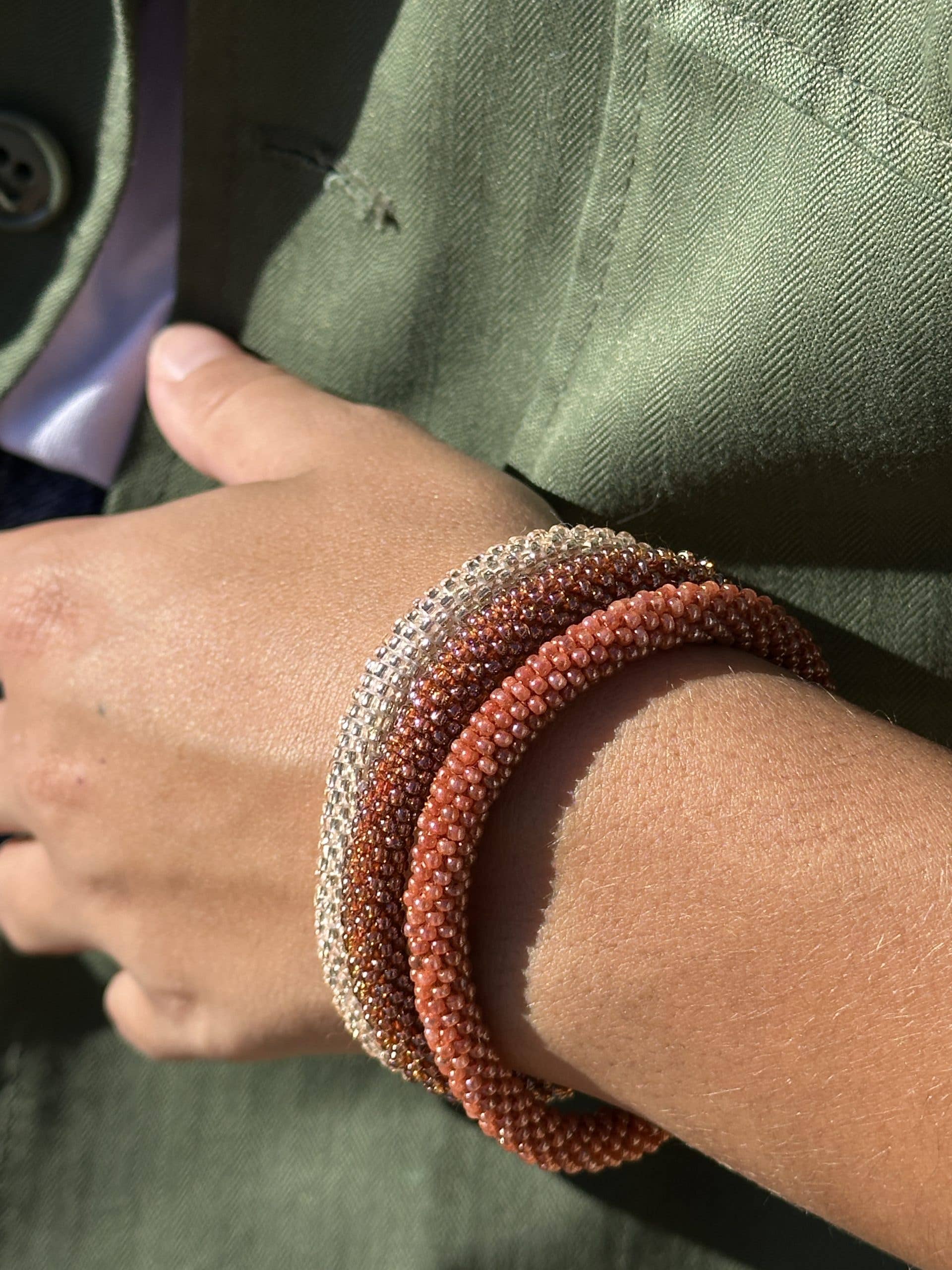 Bracelet népalais VIEUX ROSE