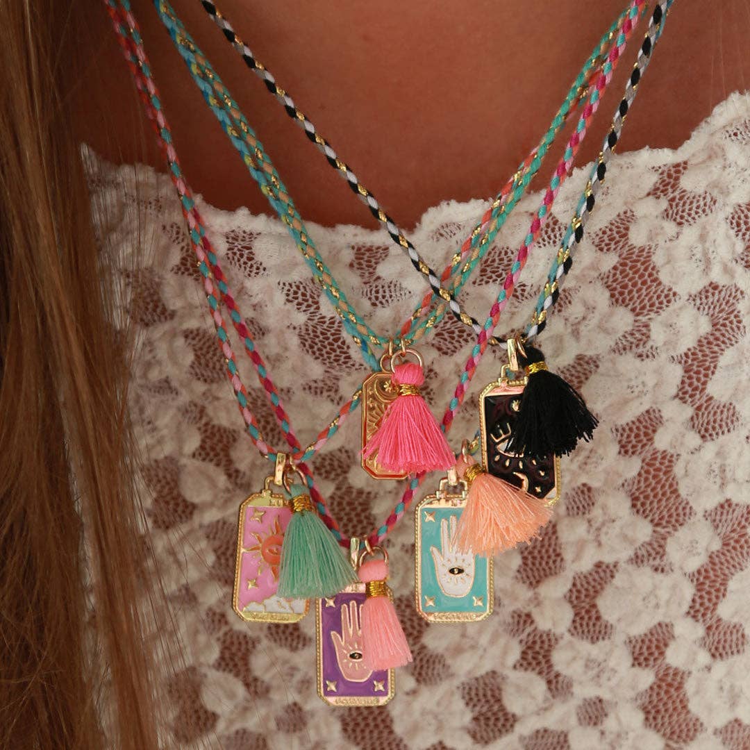 Collier cordon amulette turquoise