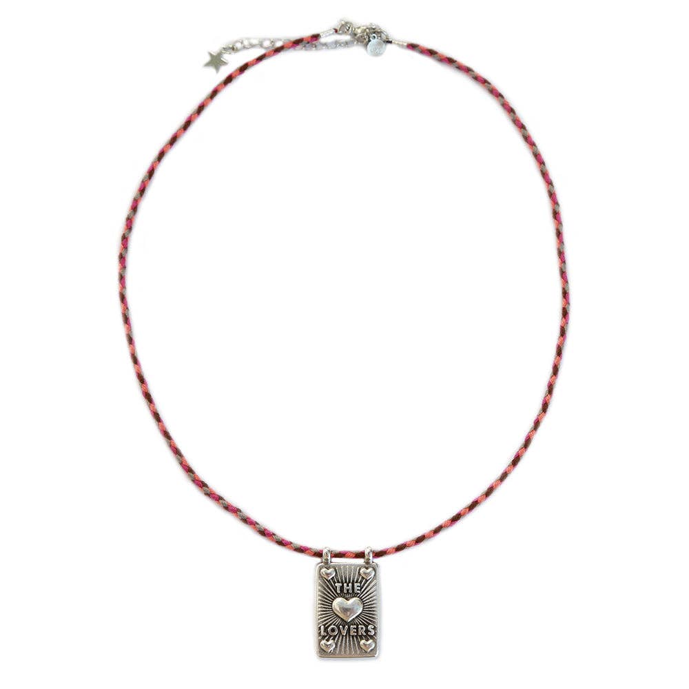 Collier cordon amulette cœur argenté