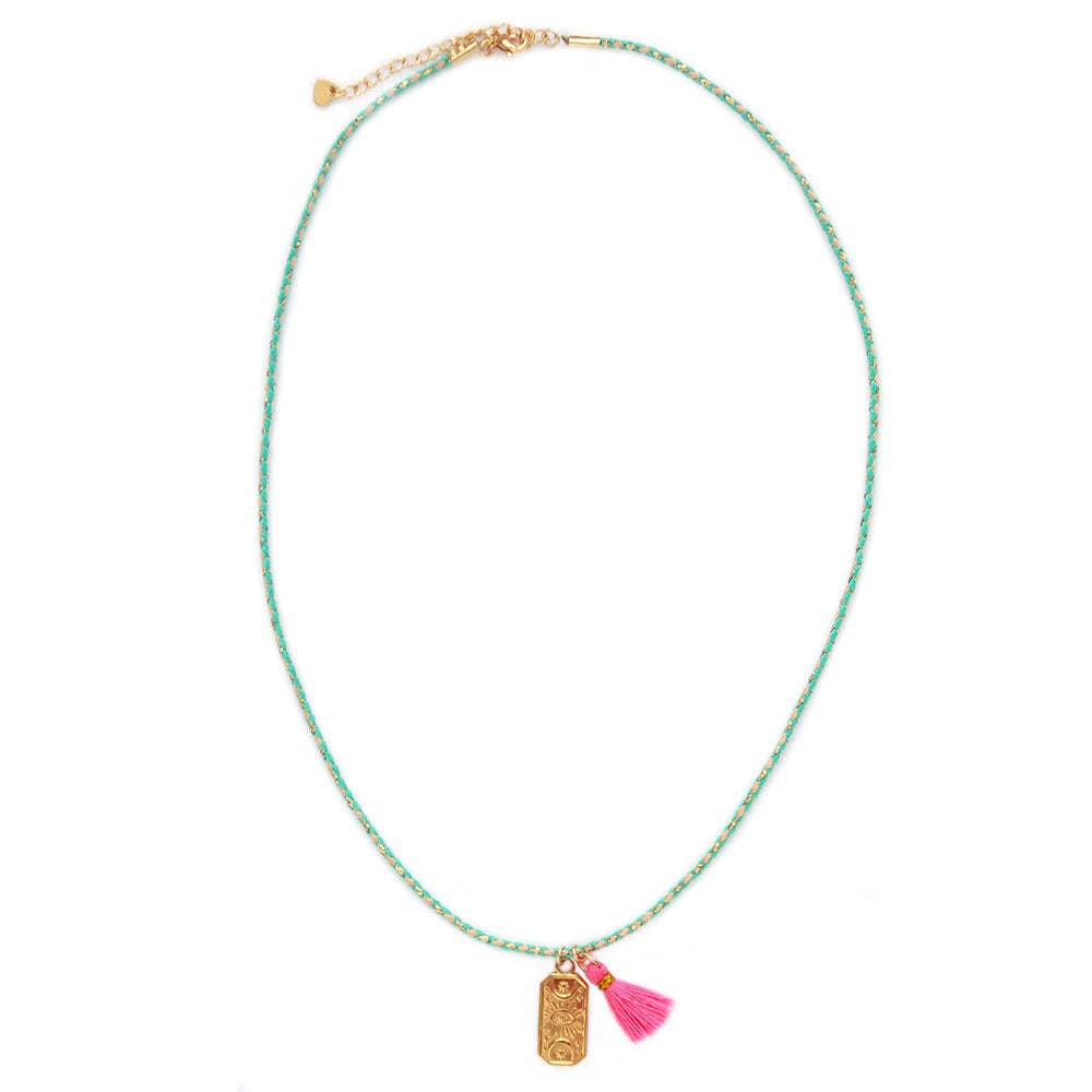 Collier cordon amulette lune
