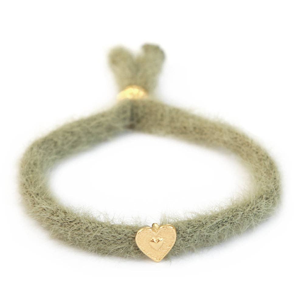 Bracelet fluffy kaki et doré