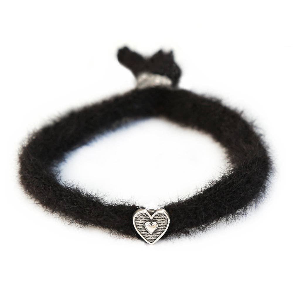 Bracelet moelleux noir argenté