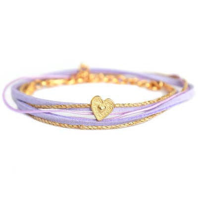 Bracelet en forme de cœur lilas